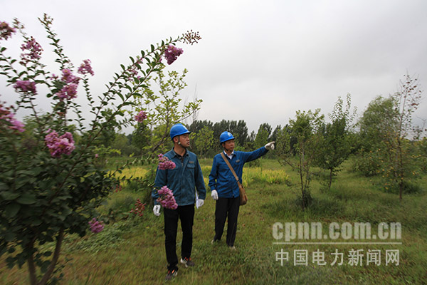 圖為員工在陳垓引黃閘巡視10千伏陳垓閘線