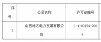 關(guān)于準予山西地方電力發(fā)展有限公司承裝（修、試）電力設(shè)施許可證許可公示（2018）第15號