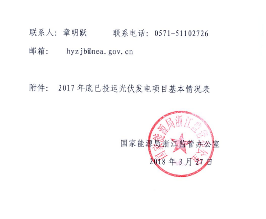 浙江能監(jiān)辦關(guān)于開展2017年度光伏發(fā)電專項監(jiān)管工作的通知