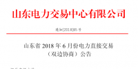 山東省2018年6月份雙邊協(xié)商交易25日展開（附名單）