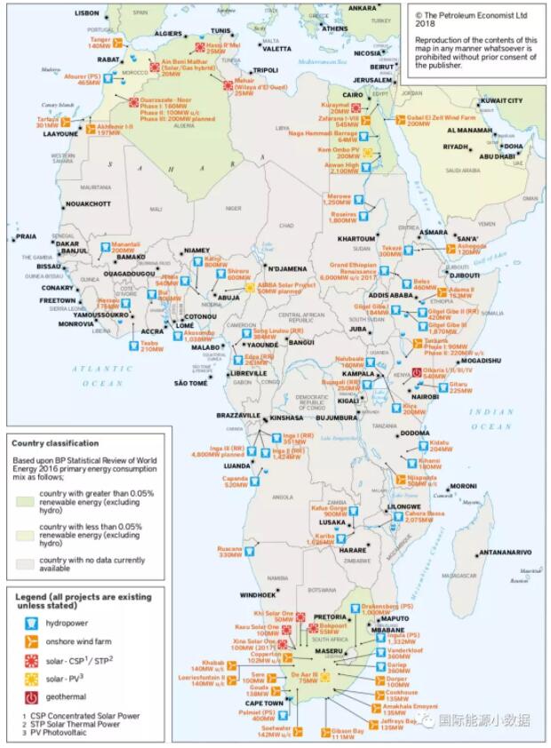 【圖說】非洲光伏、風(fēng)電、水電地圖