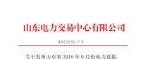 山東2018年9月份電力直接交易(雙邊協(xié)商)結果:成交電量132.38萬兆瓦時