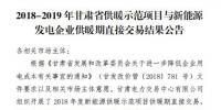 甘肅發(fā)布了《2018-2019年度甘肅省供暖示范項目與新能源發(fā)電企業(yè)供暖期直接交易結果公告》