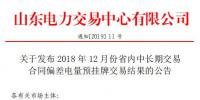 山東2018年12月省內(nèi)中長(zhǎng)期交易合同偏差電量預(yù)掛牌交易：<font color=